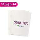 TERMOTRANSFERIBLE IMPRESIÓN CHEMICA SUBLITEX BLANCO A4 X 10 HOJAS