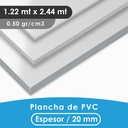 PLANCHA PVC MGRAF TIPO TROVICEL BLANCA 20MM 0.50 DENSIDAD 1.22X2.44 MTS