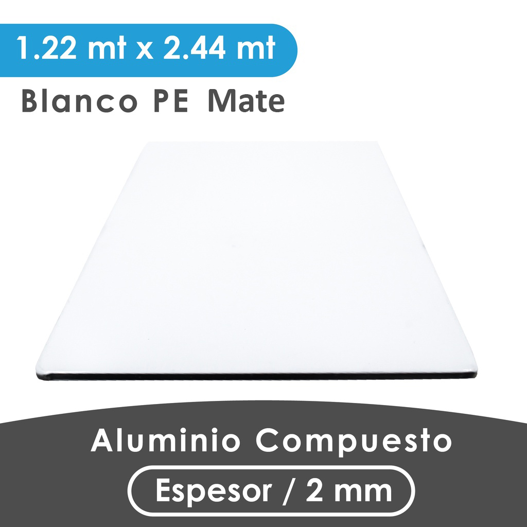 ALUMINIO COMPUESTO ALUKOMP BLANCO MATTE PE 2MM/0.18mm 1.22X2.44 MTS