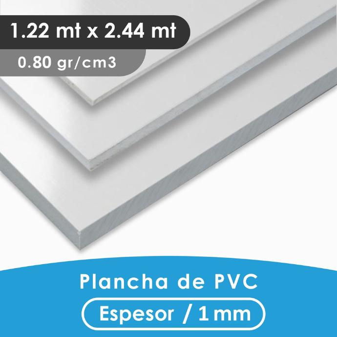 PLANCHA PVC MGRAF TIPO TROVICEL BLANCA 1MM 0.8 DENSIDAD 1.22X2.44 MTS