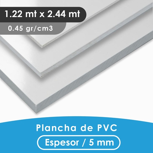 [401104500005] PLANCHA PVC MGRAF BLANCA 5MM 0.45 DENSIDAD 1.22X2.44 MTS