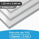 PLANCHA PVC MGRAF BLANCA 2MM 0.55 DENSIDAD 1.22X2.44 MTS