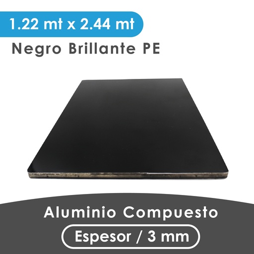 [405000018003] ALUMINIO COMPUESTO ALUKOMP NEGRO BRILLANTE PE 3MM/ 0.18 MM  1.22X2.44 MTS