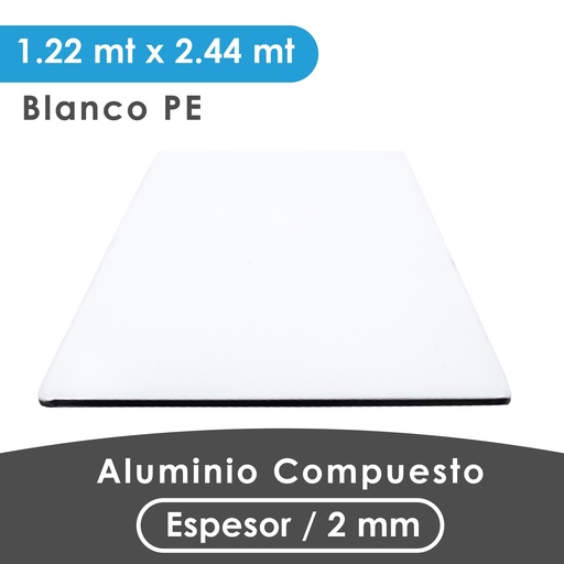 [407000018002] ALUMINIO COMPUESTO ALUKOMP BLANCO GLOSSY PE 2MM/0.18MM  1.22X2.44 MTS