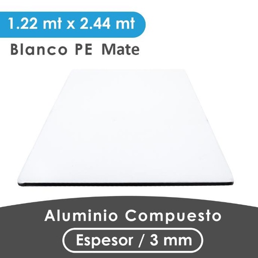 [407000300003] ALUMINIO COMPUESTO ALUKOMP BLANCO MATTE PE 3MM/ 0.18-0.15 / 1.22X2.44 MTS