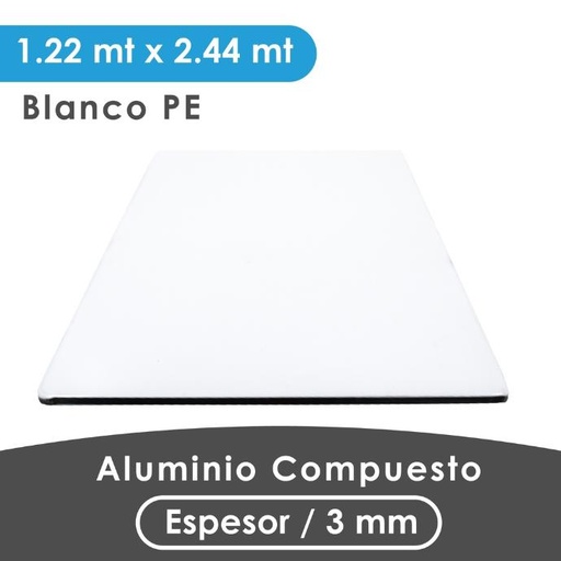 [407000300003] ALUMINIO COMPUESTO ALUKOMP BLANCO MATTE PE 3MM/0.18mm 1.22X2.44 MTS