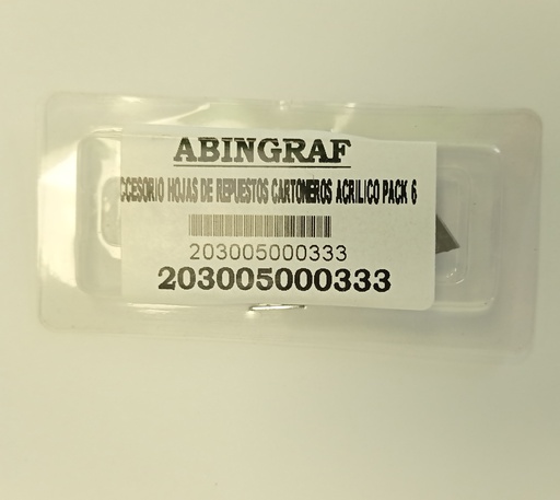 [203005000333] ACCESORIO HOJAS DE REPUESTOS CARTONEROS ACRILICO PACK 6